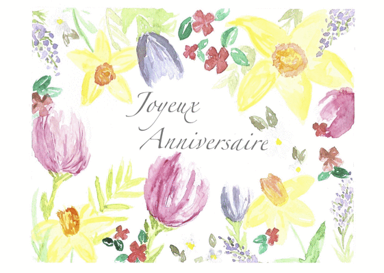 Carte Joyeux  Anniversaire  Fleurs De Printemps  Envoyer 